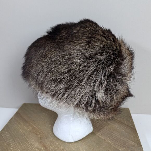 Vintage women's genuine real fur winter hat Racoon - Picture 2 of 8